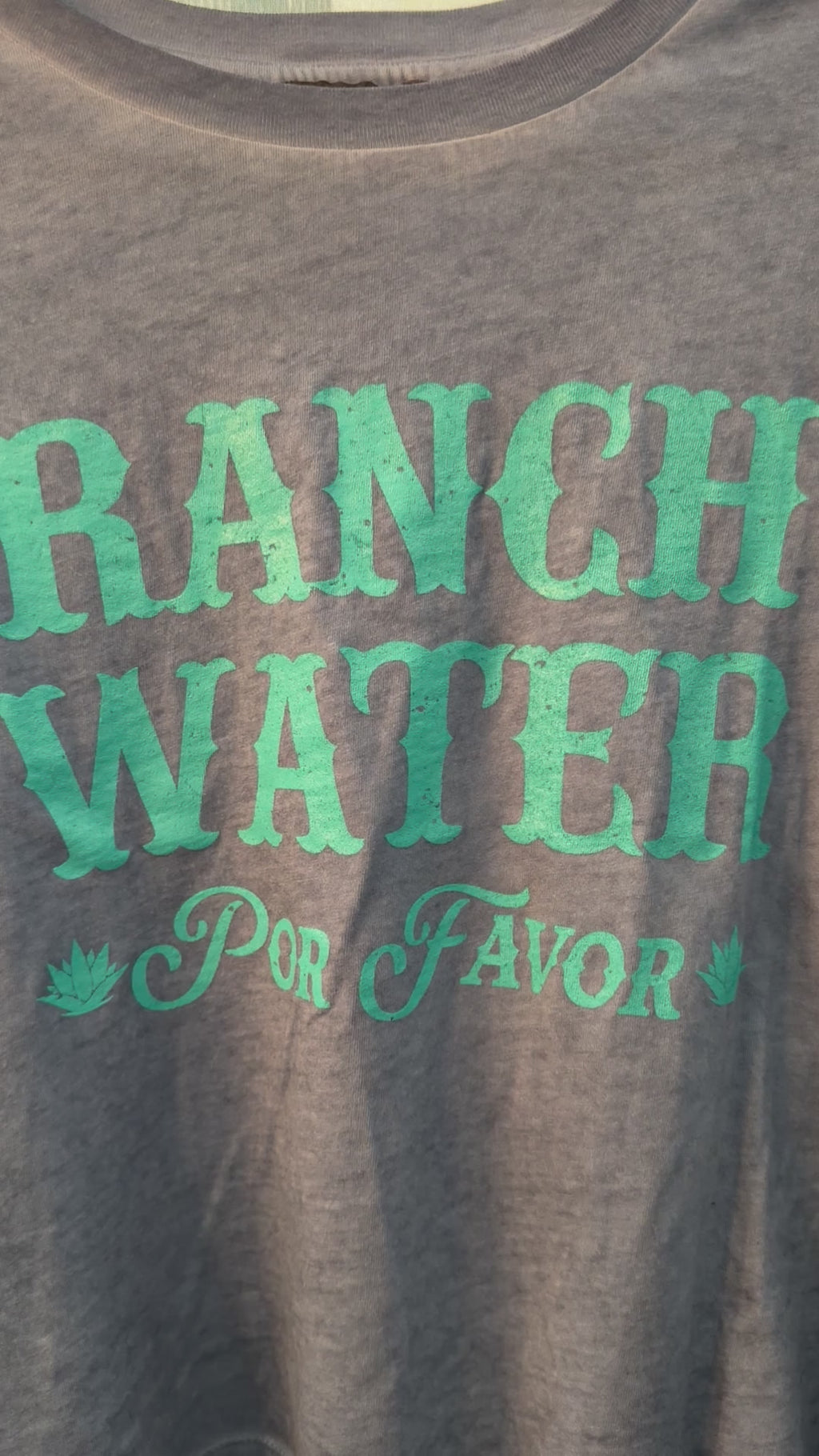 Ranch Water Por Favor Graphic S/S Lunar Dye Faux Crop