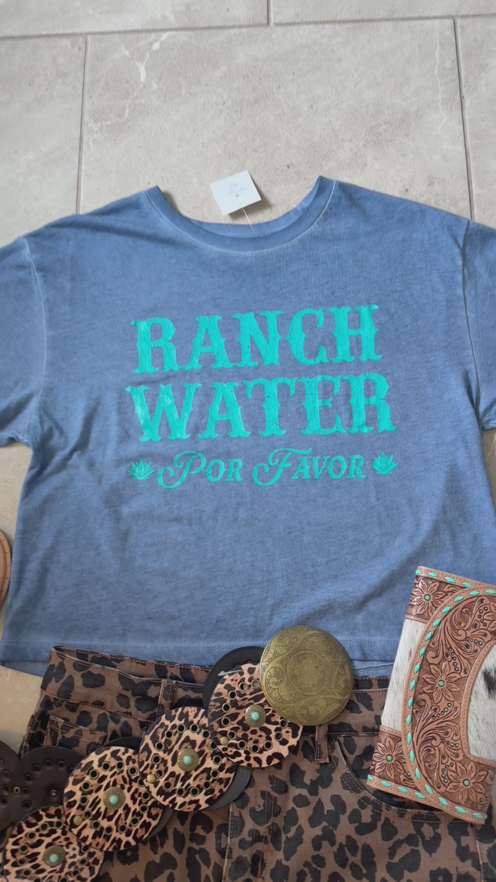 Ranch Water Por Favor Graphic S/S Lunar Dye Faux Crop
