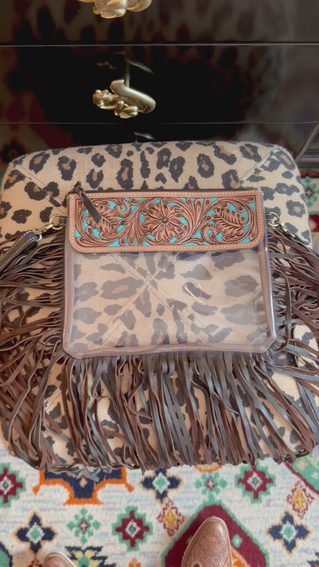 Boho Ranch Shop Hand Tooled Clear Purse Crossbody - Concert Game Day Stadium