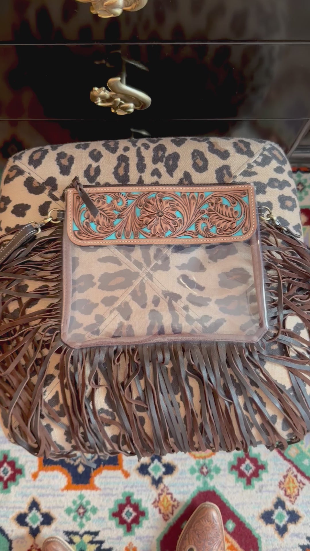 Boho Ranch Shop Hand Tooled Clear Purse Crossbody - Concert Game Day Stadium